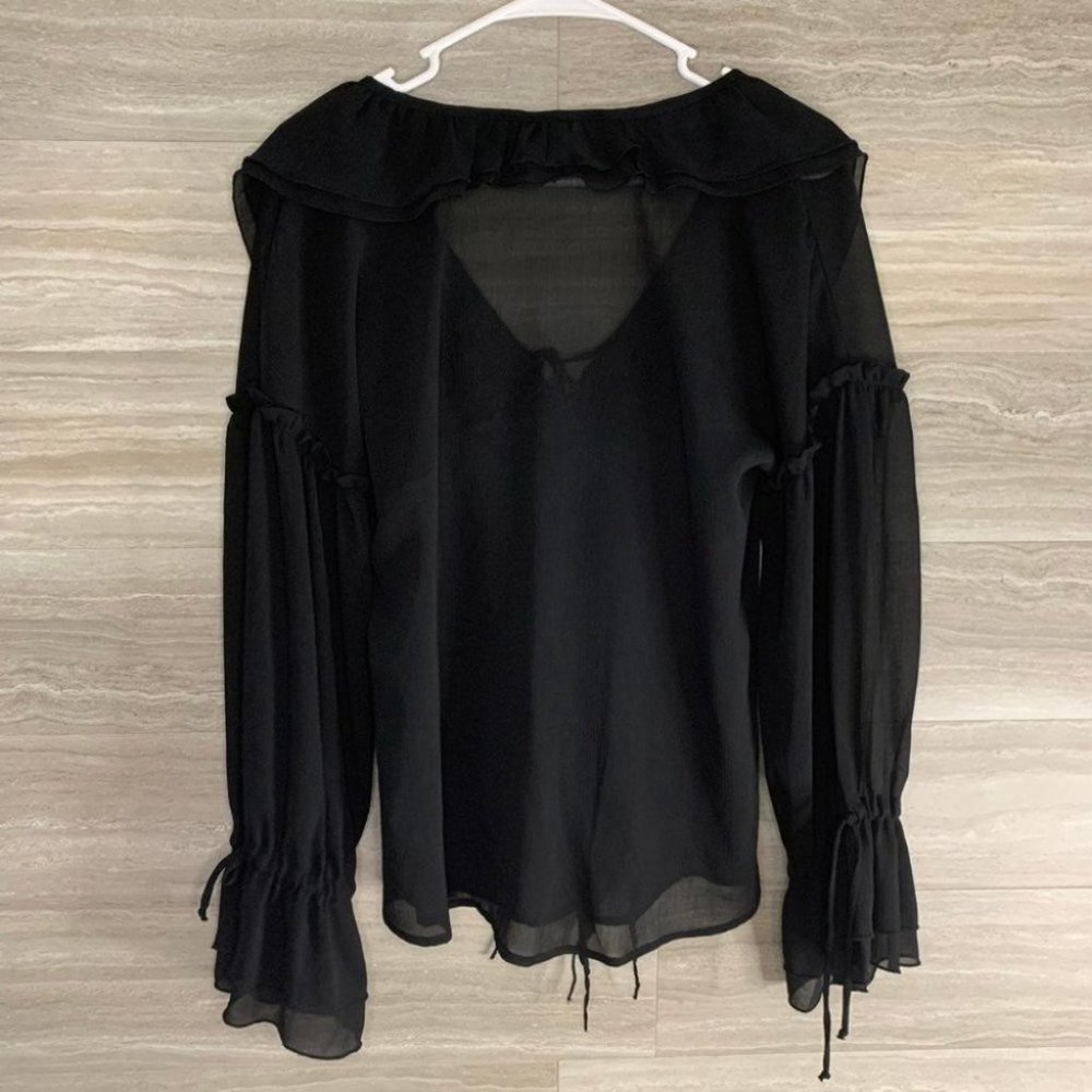 Womens Metro 7 Ruffle Button Down Blouse - Picture 10 of 11